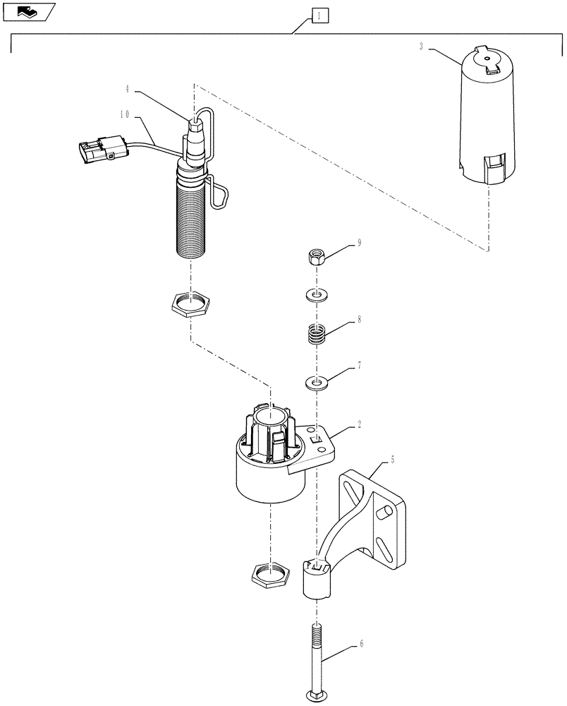 Схема запчастей Case IH 3230 - (55.418.10) - SENSOR, ULTRASONIC ASSEMBLY, HEIGHT CONTROL OPTION ONLY, CENTER SENSOR, 3 PIN (55) - ELECTRICAL SYSTEMS