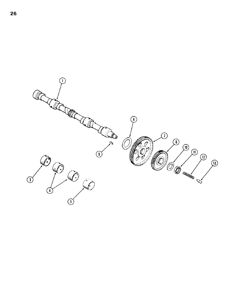 Схема запчастей Case IH 301BD - (026) - CAMSHAFT, ENGINE LESS FUEL DEVICE, 336BD AND 301BD NATURALLY ASPIRATED ENGINES 