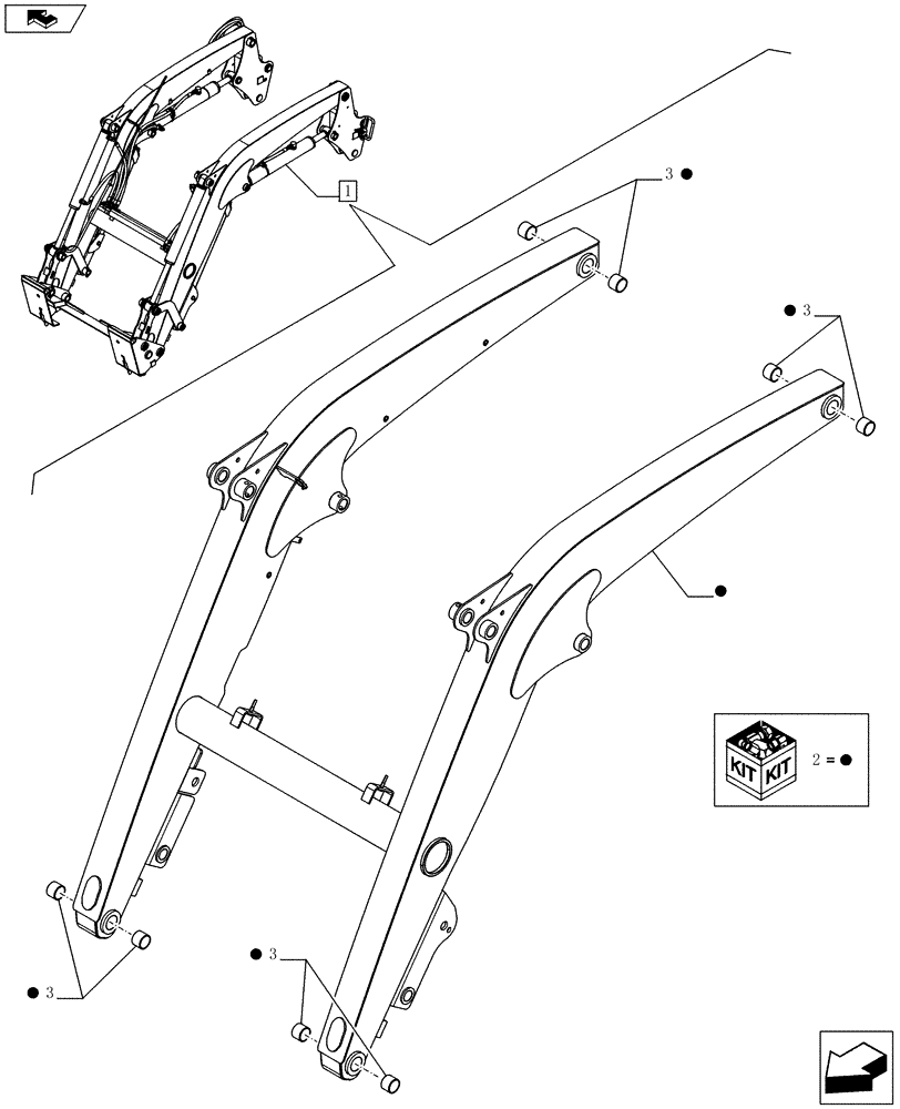 Схема запчастей Case IH L630 - (82.100.01[03]) - FRONT LOADER - BREAKDOWN - LOADER ARM - NAR (VAR.333489-335489) (82) - FRONT LOADER & BUCKET