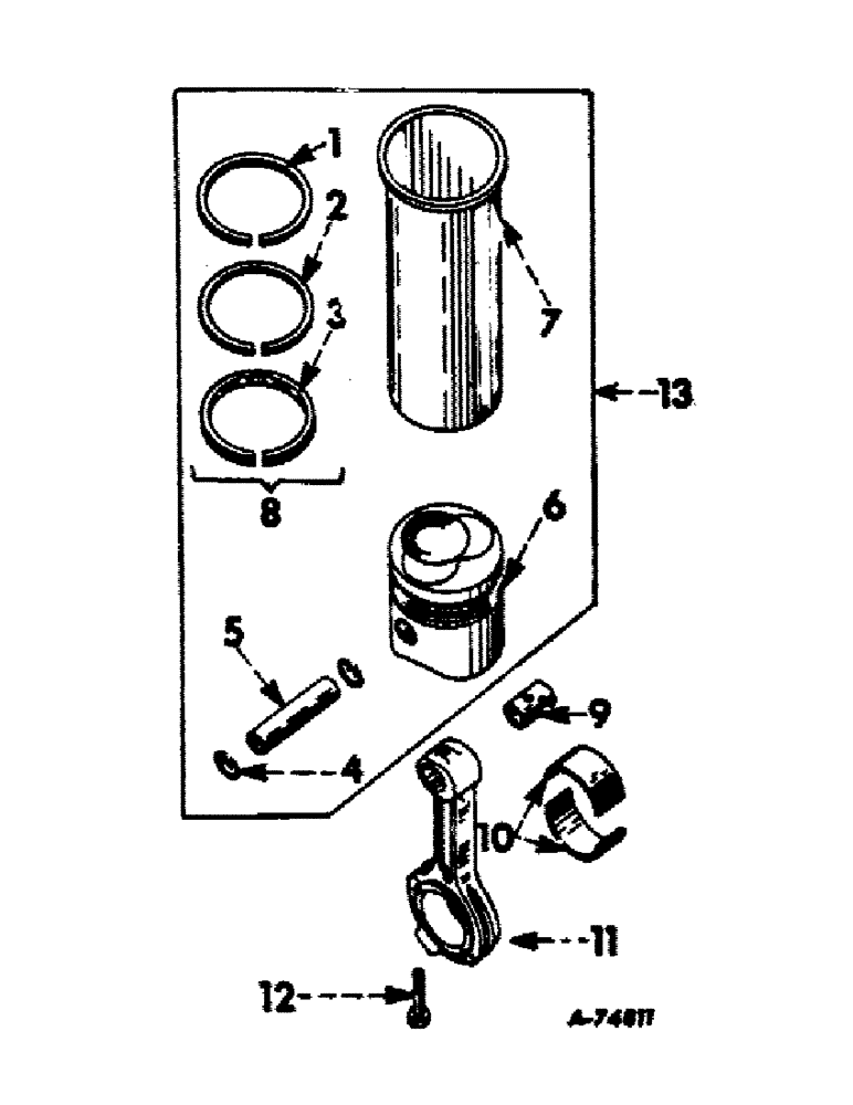 Схема запчастей Case IH 21206 - (D-09) - DIESEL ENGINES, CONNECTING RODS AND SLEEVE SETS (01) - ENGINE