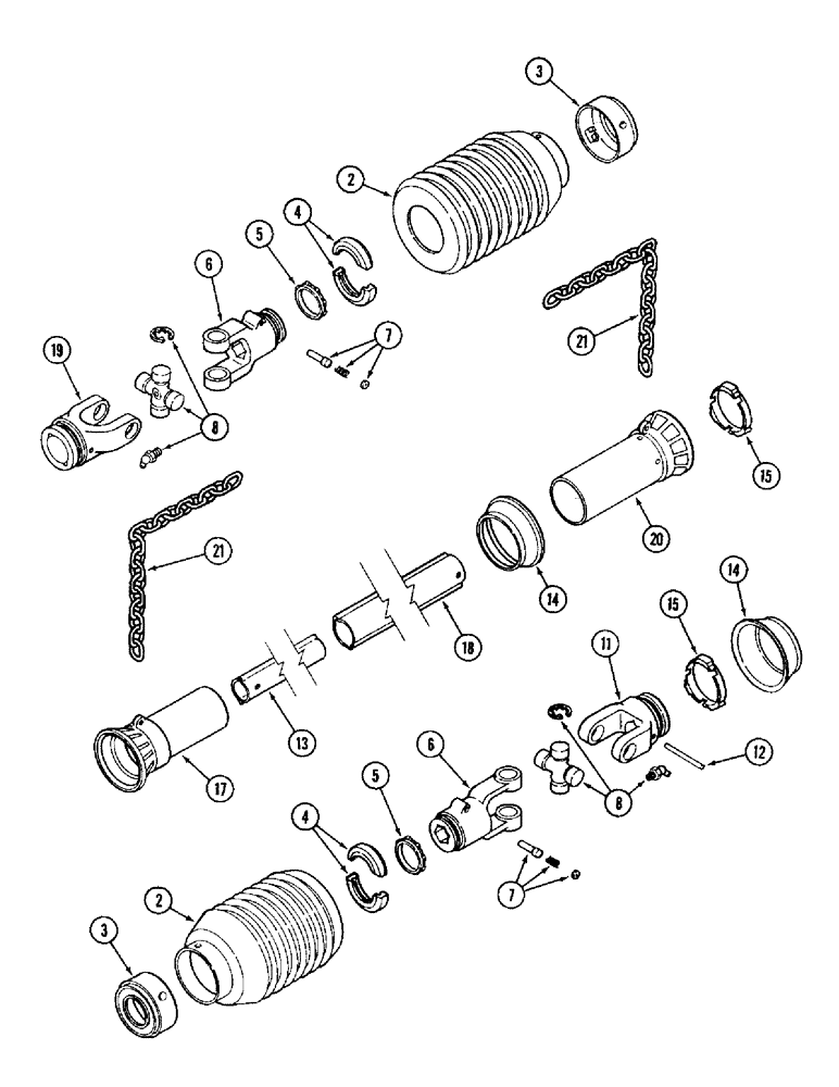 Схема запчастей Case IH 1010 - (9B-28) - KNIFE DRIVE SHAFT, 15.0, 17.5 AND 20.0 FOOT HEADER (WALTERSHIELD) (58) - ATTACHMENTS/HEADERS