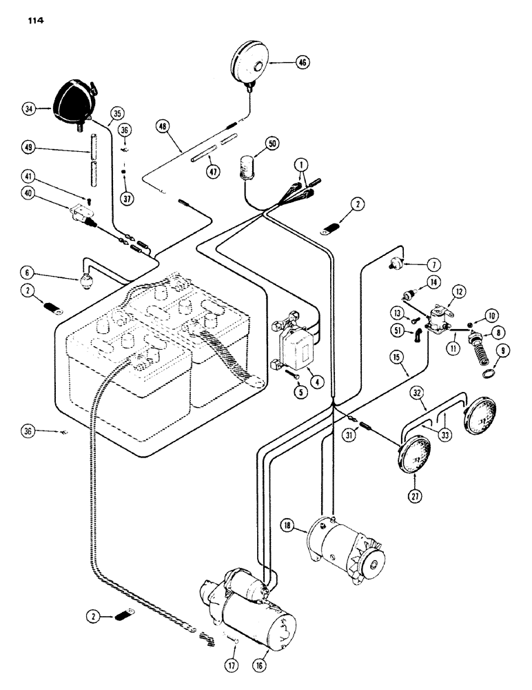 Схема запчастей Case IH 430 - (114) - ELECTRICAL EQUIPMENT AND WIRING, 430, 188, DIESEL ENGINE (04) - ELECTRICAL SYSTEMS