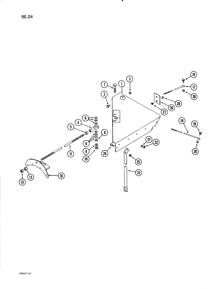 Схема запчастей Case IH 1670 - (9E-24) - UNLOADER SUPPORTS (17) - GRAIN TANK & UNLOADER