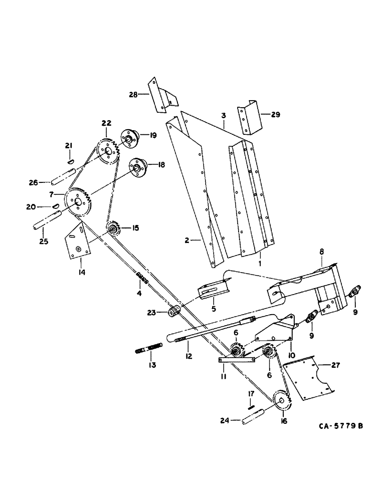 Схема запчастей Case IH 1470 - (25-15) - GRAIN AND TAILINGS ELEVATORS, ELEVATOR DRIVE, GRAIN, SERIAL NO. 1180 AND ABOVE Elevators