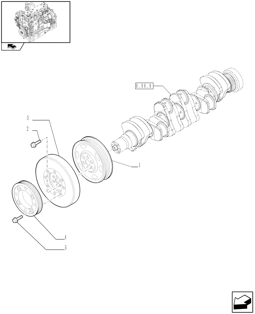 Схема запчастей Case IH PUMA 140 - (0.08.4) - PULLEY - CRANKSHAFT (01) - ENGINE