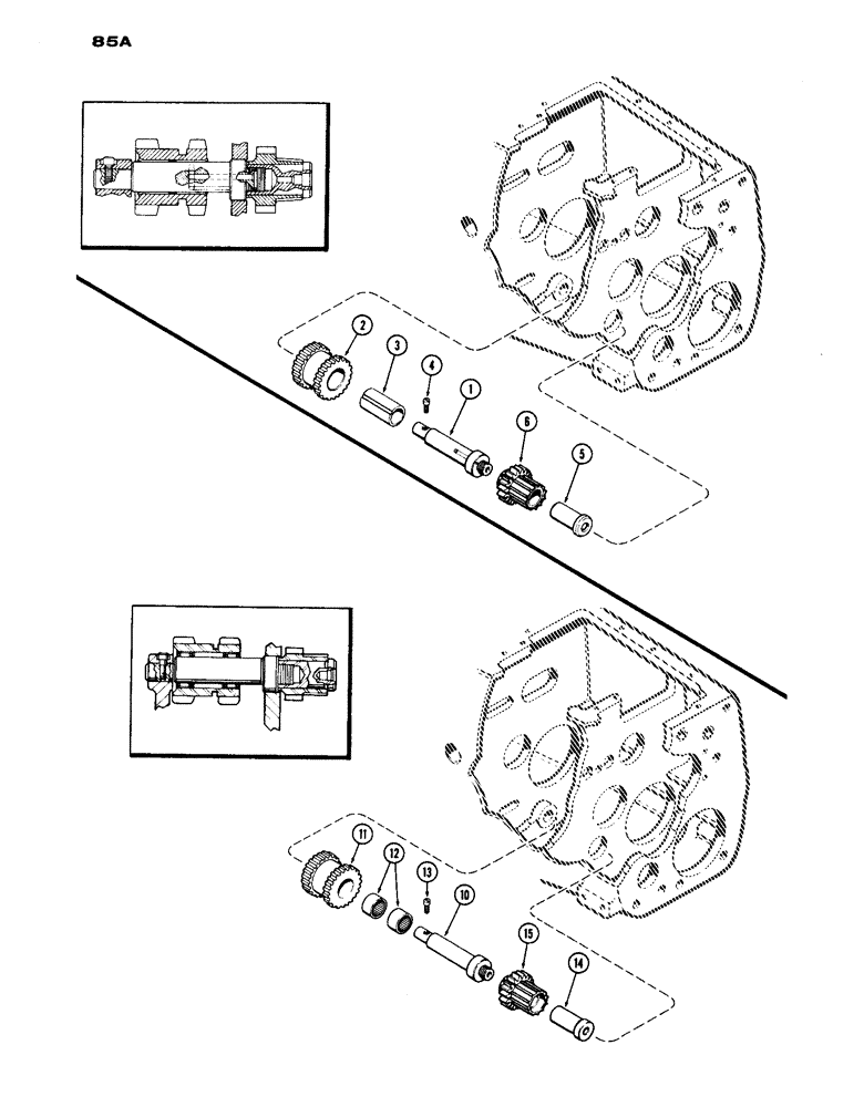 Схема запчастей Case IH 1030 - (085A) - TRANSMISSION REVERSE IDLER SHAFT, FIRST USED TRACTOR SERIAL NUMBER 8327390 (06) - POWER TRAIN