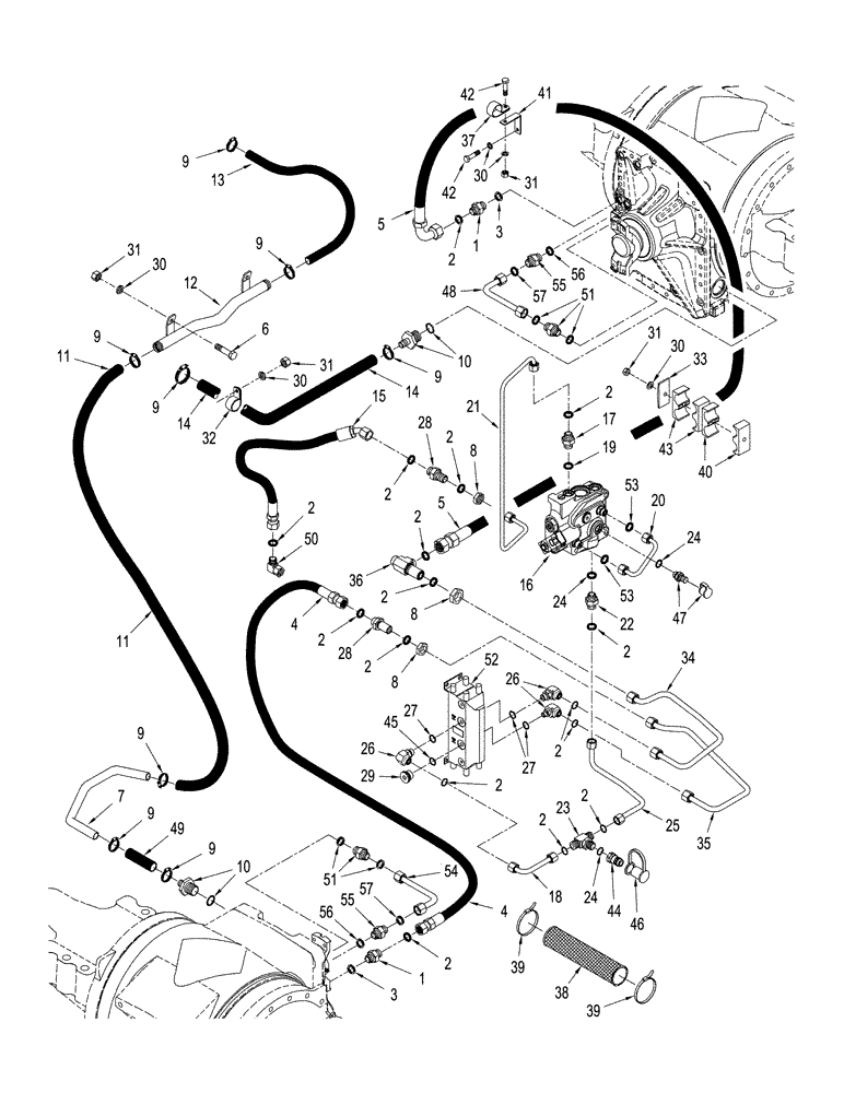 Схема запчастей Case IH STX325 - (08-05[02]) - AXLE HYDRAULICS - LUBRICATION CIRCUIT, WITHOUT ACCUSTEER, ASN JEE0106701 (08) - HYDRAULICS