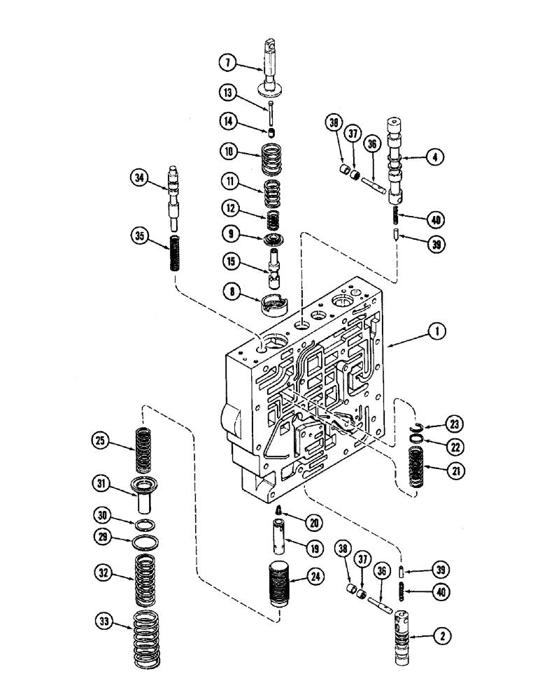 Схема запчастей Case IH 8910 - (6-036) - TRANSMISSION CONTROL VALVE ASSEMBLY, BODY SECTION AND CLUTCH SPOOLS (06) - POWER TRAIN