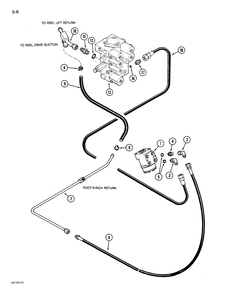 Схема запчастей Case IH 1680 - (5-006) - POWER STEERING SYSTEM, SUPPLY & RETURN SYSTEM, P.I.N. JJC0047025 THROUGH JJC0117060 (04) - STEERING