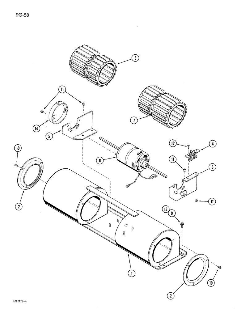 Схема запчастей Case IH 1680 - (9G-58) - BLOWER ASSEMBLY (10) - CAB & AIR CONDITIONING