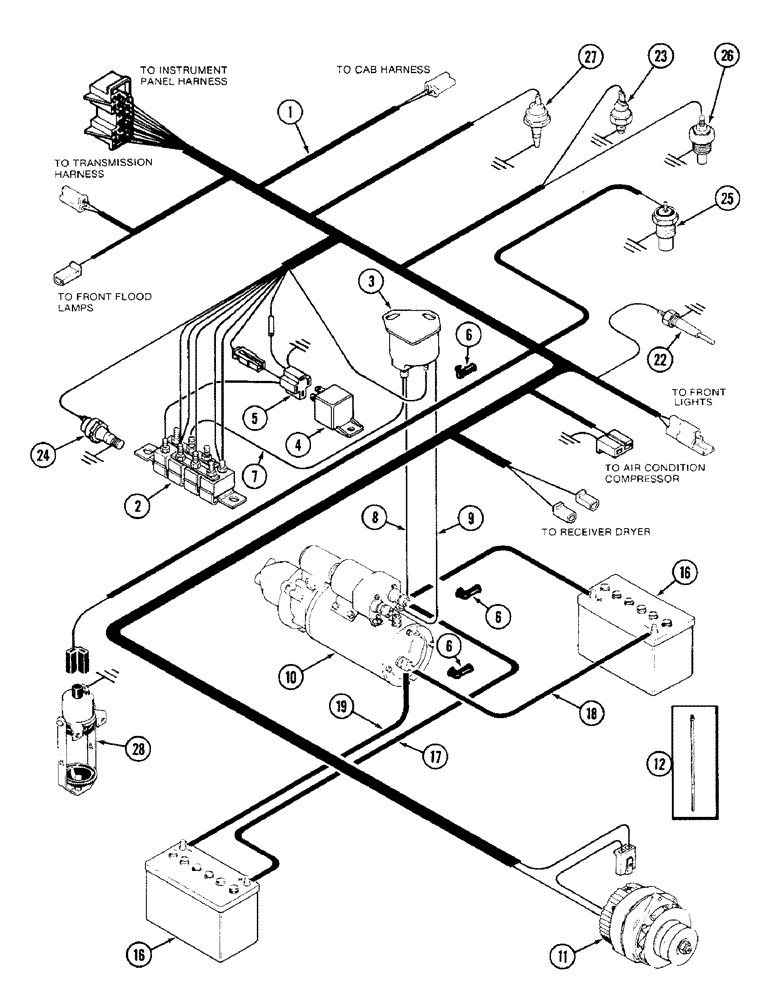 Схема запчастей Case IH 4690 - (4-073A) - ENGINE HARNESS, AND CAB RELAY (04) - ELECTRICAL SYSTEMS