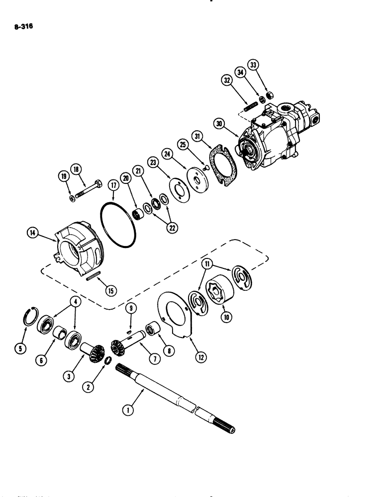 Схема запчастей Case IH 2294 - (8-316) - HYDRAULICS, CHARGING PUMP AND DRIVE (08) - HYDRAULICS