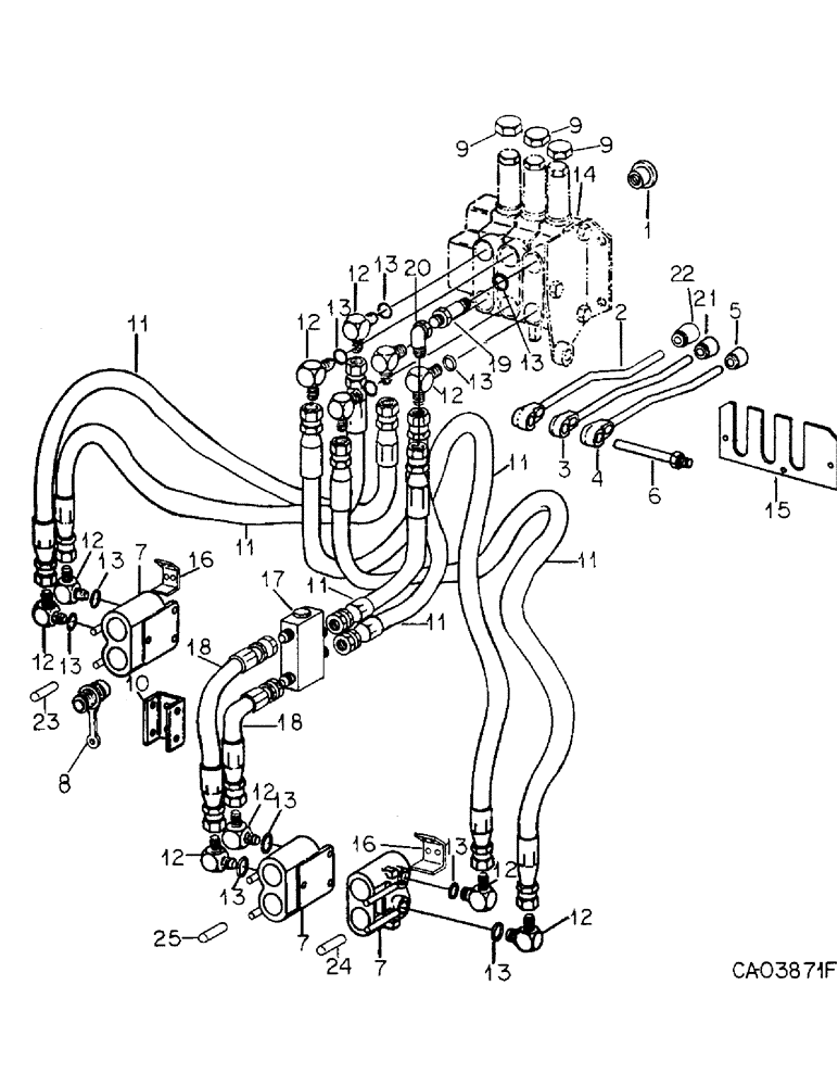 Схема запчастей Case IH 4786 - (10-15) - HYDRAULICS, VALVE BANK AND CONNECTIONS, FOR THREE VALVE BANK ASSEMBLY (07) - HYDRAULICS