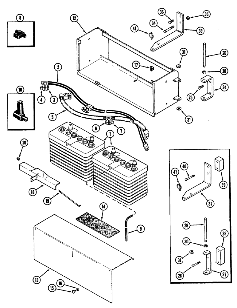 Схема запчастей Case IH 2290 - (4-122) - BATTERIES, BOX AND CABLES (04) - ELECTRICAL SYSTEMS