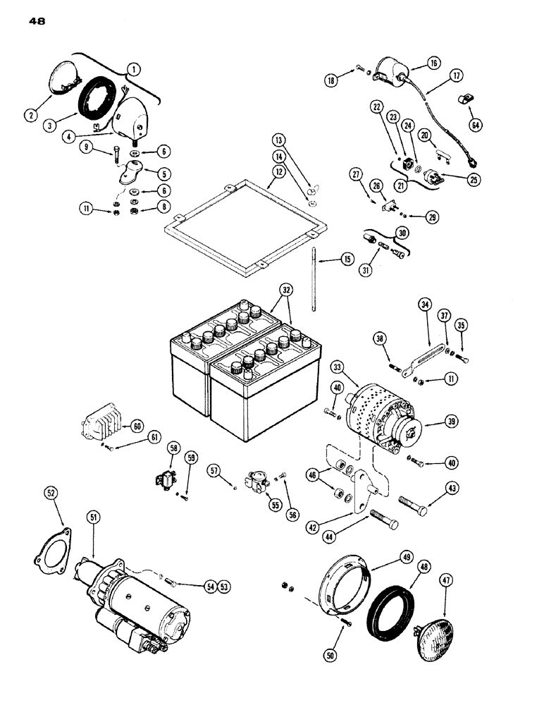 Схема запчастей Case IH 1200 - (048) - ELECTRICAL EQUIPMENT AND HARDWARE, (451) DIESEL ENGINE, USED PRIOR TO TRACTOR SERIAL NUMBER 9808085 (04) - ELECTRICAL SYSTEMS