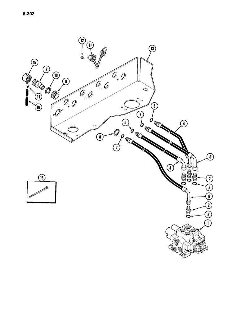 Схема запчастей Case IH 4994 - (8-302) - REMOTE HYDRAULIC HOSES AND COUPLING, PRIOR TO P.I.N. 8865846, TWO CIRCUIT SYSTEM (08) - HYDRAULICS