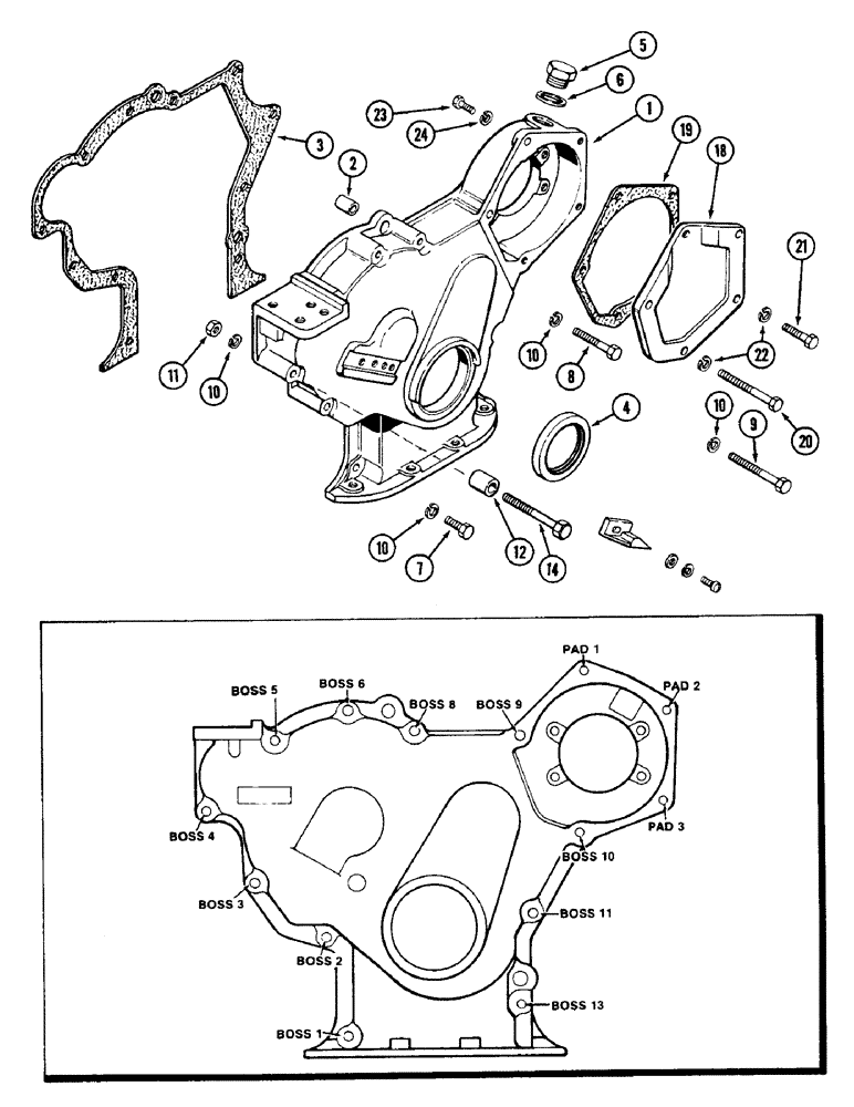 Схема запчастей Case IH 4690 - (3-052) - TIMING GEAR COVER, 504BDTI DIESEL ENGINE (03) - FUEL SYSTEM