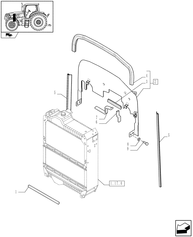 Схема запчастей Case IH PUMA 140 - (1.17.5[01A]) - RADIATOR SEALS - D6659 (02) - ENGINE EQUIPMENT