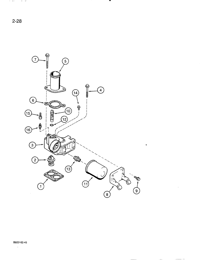 Схема запчастей Case IH 6830T - (2-28) - THERMOSTAT HOUSING, 6T-830 ENGINE, 6TA-830 ENGINE 