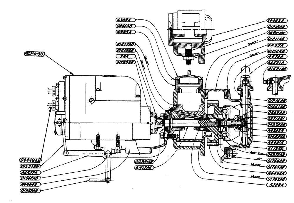Схема запчастей Case IH L-SERIES - (020) - GOVERNOR AND MAGNETO ASSEMBLY (TRACTOR NO. 4208797 AND AFTER) (03) - FUEL SYSTEM