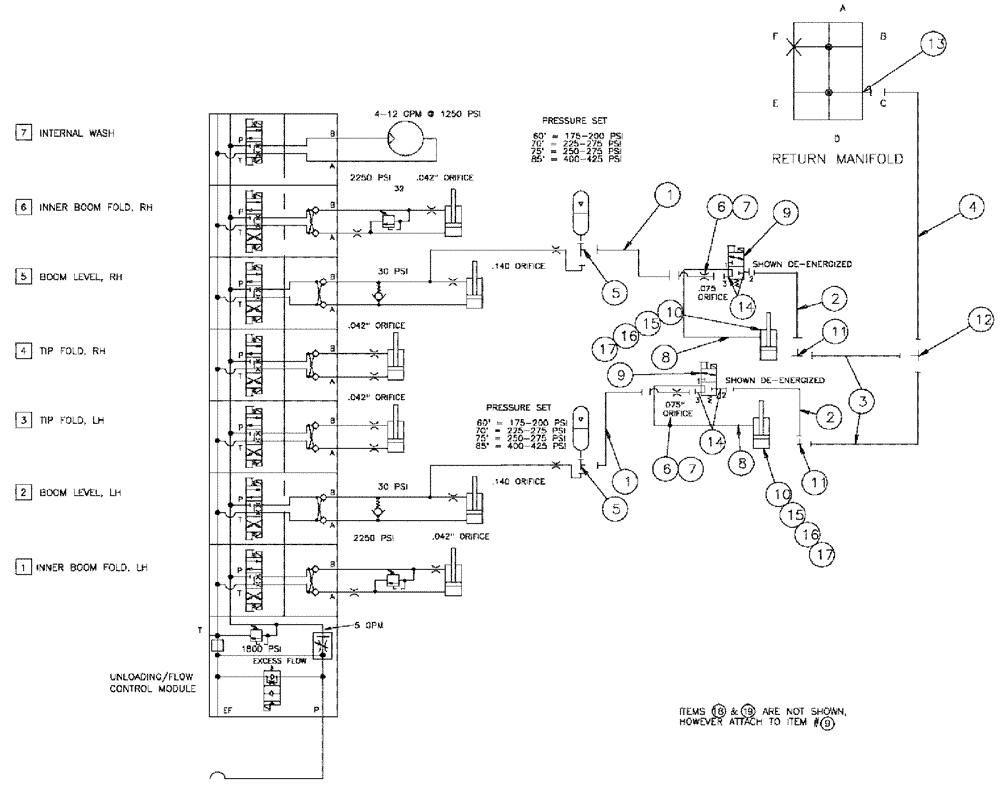 Схема запчастей Case IH 610 - (04-009) - COMPS HYDRAULIC STABILIZER Hydraulic Plumbing