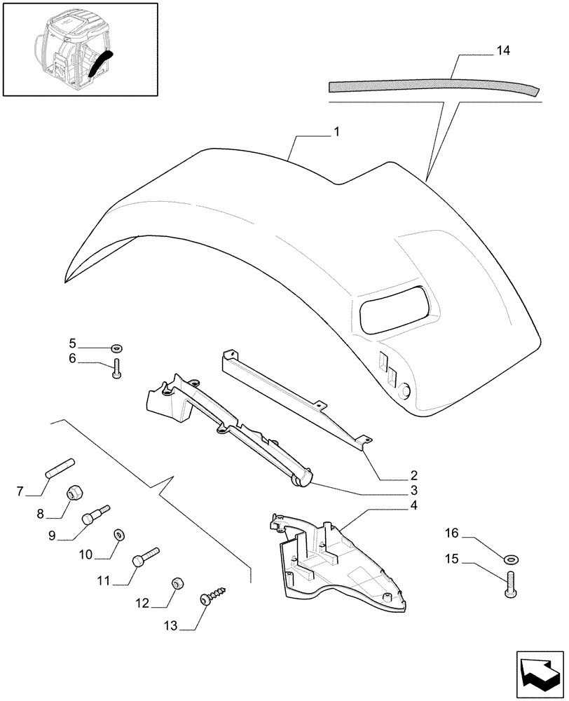 Схема запчастей Case IH MAXXUM 115 - (1.92.5/02[01A]) - WIDE REAR FENDERS - FENDERS AND SUPPORTS - D6722 (VAR.330518-331518-332518-333518-330519-331519-332519-333519) (10) - OPERATORS PLATFORM/CAB