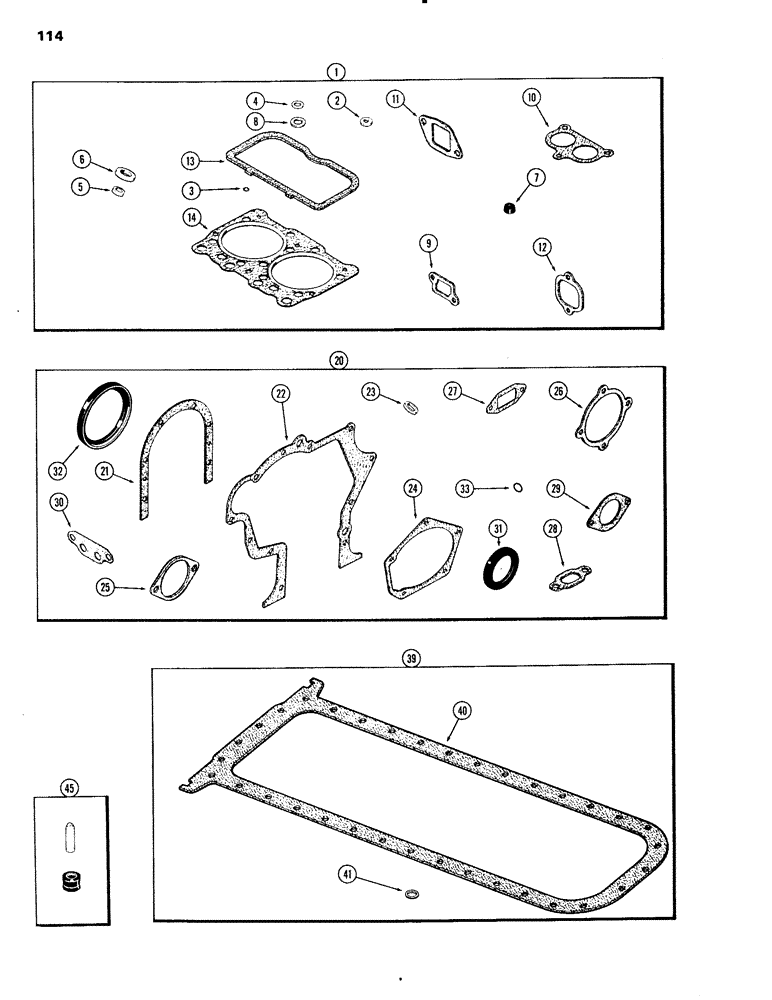 Схема запчастей Case IH 451BDT - (114) - ENGINE GASKET KITS, ENGINE LESS FUEL DEVICE, 451BDT TURBOCHARGED ENGINES (02) - ENGINE