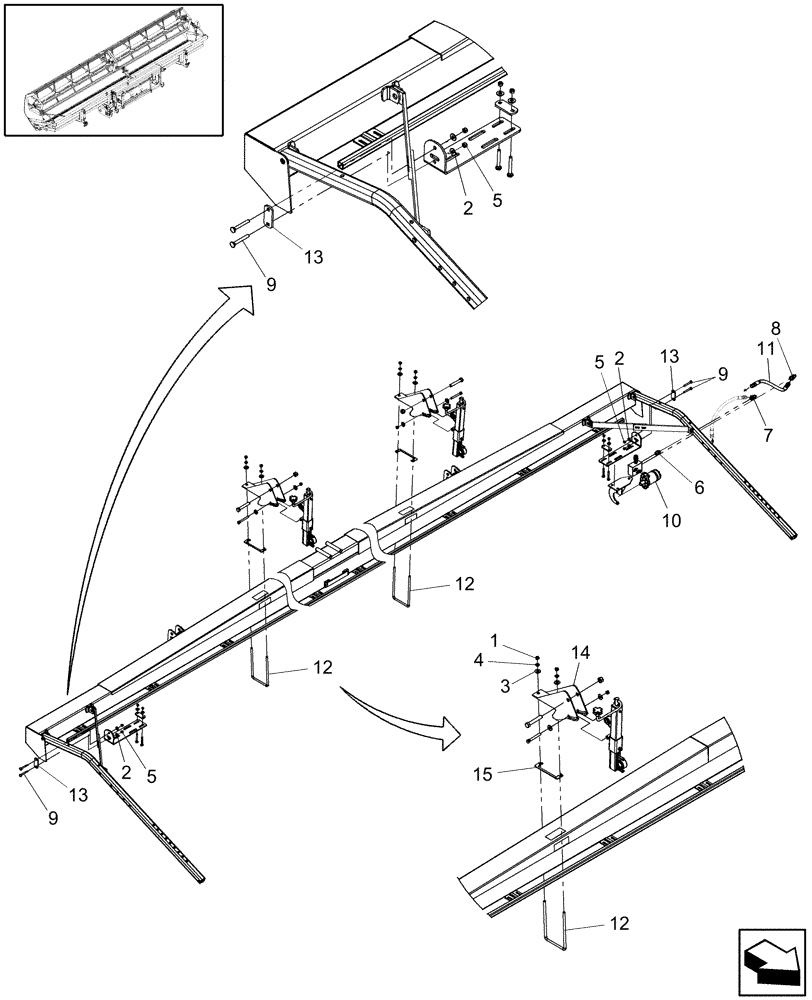 Схема запчастей Case IH DHX302 - (20.06.11) - CROSS AUGER, MOUNT RETROFIT (12) - MAIN FRAME