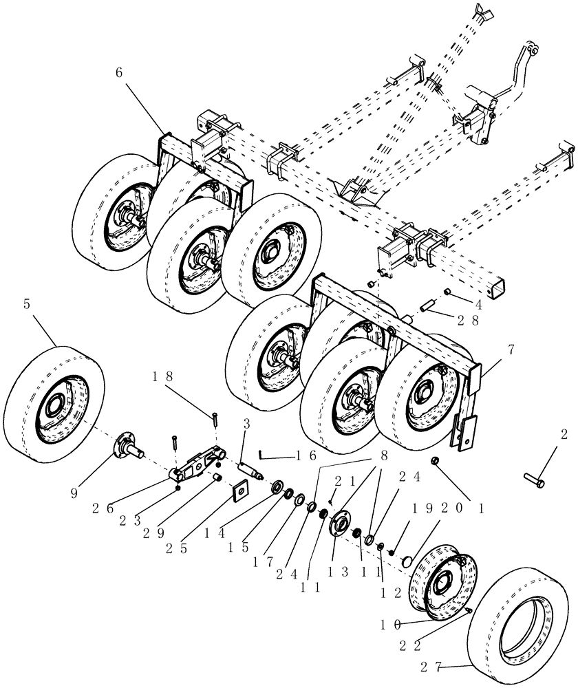 Схема запчастей Case IH ATX700 - (06.150.1) - PACKER, OUTER WING WALKING BEAM - 12" SPACING Packer Gang Assemblies and Frames