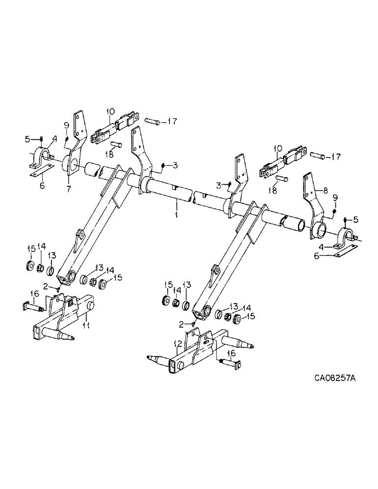 Схема запчастей Case IH 4600 - (A-05) - 4600 VIBRA SHANK, WING TYPE, MAIN FRAME ROCKSHAFT WITH AXLES AND DEPTH CONTROL, 