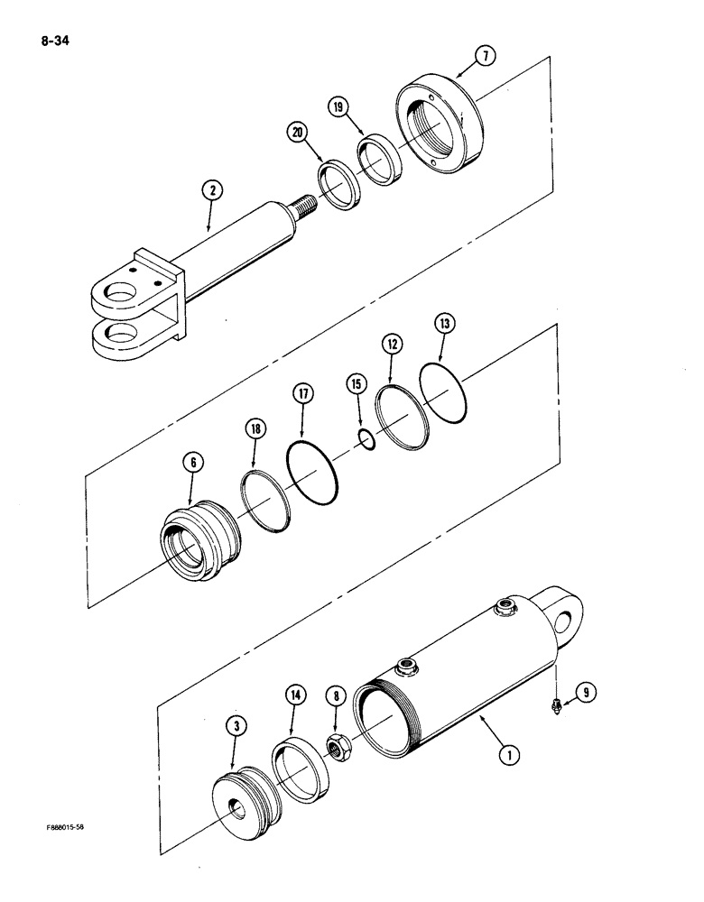 Схема запчастей Case IH 9150 - (8-34) - HITCH CYLINDER ASSEMBLY (08) - HYDRAULICS