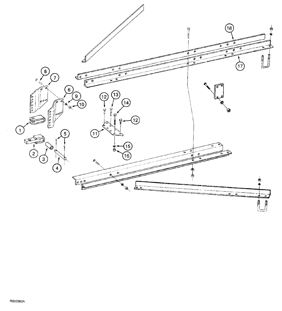 Схема запчастей Case IH 5700 - (9-154) - TRACTOR HITCH, TRAIL BEHIND MODELS, 10 FOOT WIDE FRAME (18) - MISCELLANEOUS