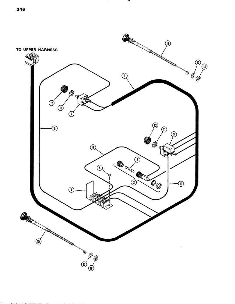 Схема запчастей Case IH 1090 - (346) - CAB, INSTRUMENT PANEL WIRING, WITHOUT AIR CONDITIONER, HINSON (09) - CHASSIS/ATTACHMENTS