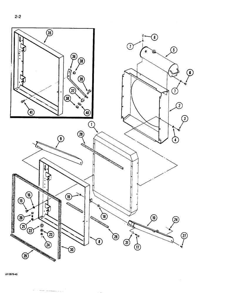 Схема запчастей Case IH 9280 - (2-002) - RADIATOR MOUNTING & SHROUD (02) - ENGINE