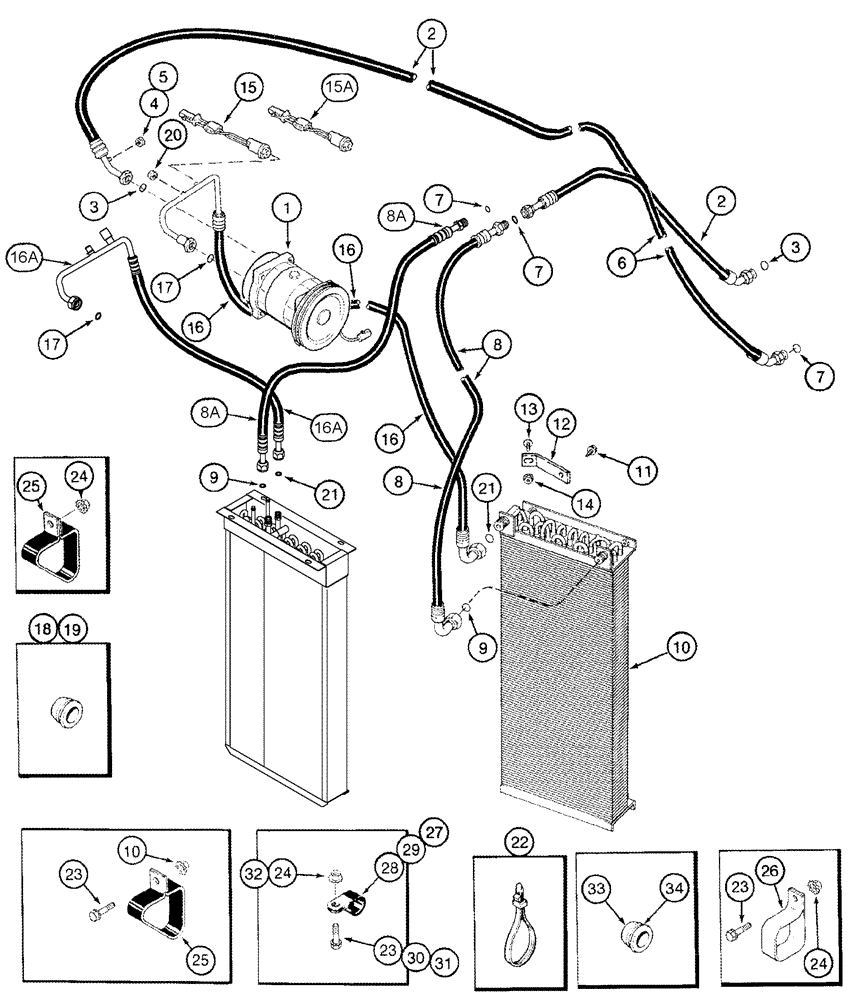 Схема запчастей Case IH 2388 - (09G-24) - HEATER - AIR CONDITIONING - COMPRESSOR TO CONDENSER AND CAB/CHASSIS CONNECTIONS (10) - CAB & AIR CONDITIONING
