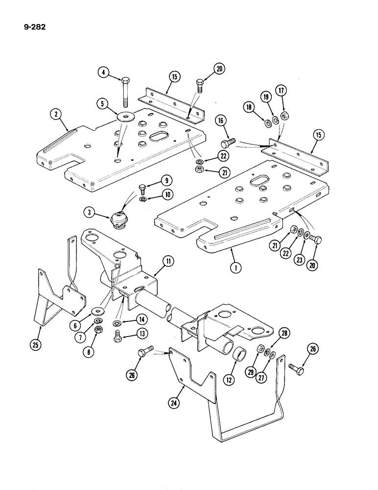 Схема запчастей Case IH 1194 - (9-282) - FOOTPLATES AND MOUNTINGS, TRACTORS WITHOUT CAB (09) - CHASSIS/ATTACHMENTS