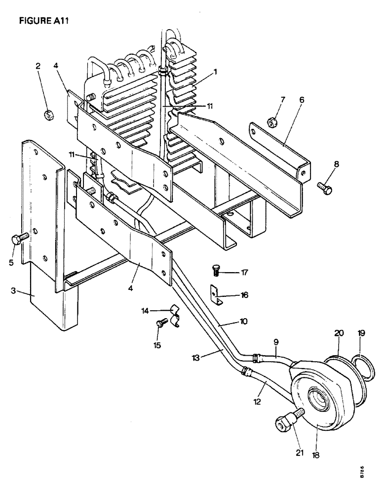 Схема запчастей Case IH 1410 - (A11-1) - ENGINE, OIL COOLER U1924, TANDEM HYDRAULIC PUMPS, ALT. EQUIP. 1410,1410Q,1410SK,1412,1412Q,1412SK (01) - ENGINE