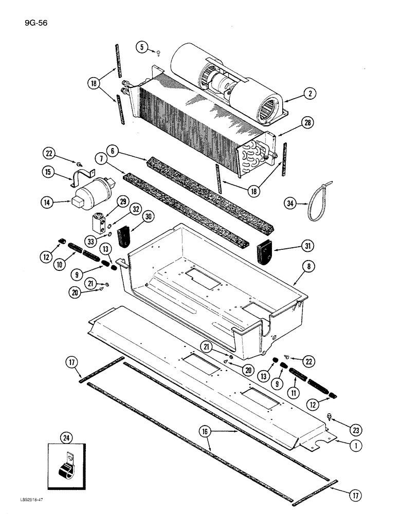 Схема запчастей Case IH 1680 - (9G-56) - CAB EVAPORATOR HEATER CORE, AND BLOWER MOUNTING (10) - CAB & AIR CONDITIONING