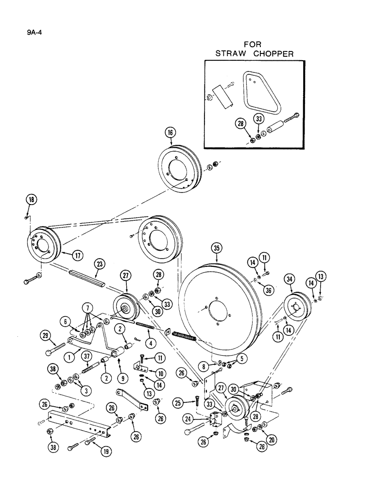 Схема запчастей Case IH 1640 - (9A-04) - BELT DRIVE RIGHT SIDE (13) - FEEDER