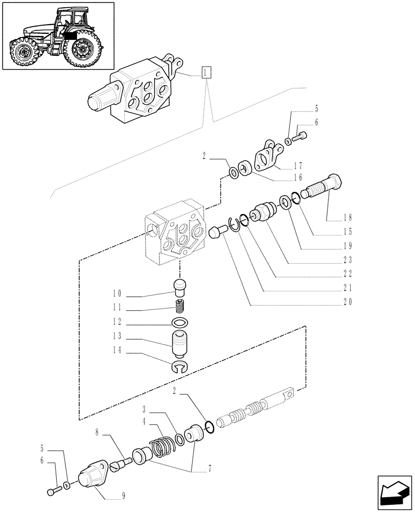 Схема запчастей Case IH JX1100U - (1.82.7/ A) - SIMPLE EFFECT DISTRIBUTOR - CONTROL VALVES & GASKETS - C5631 (07) - HYDRAULIC SYSTEM