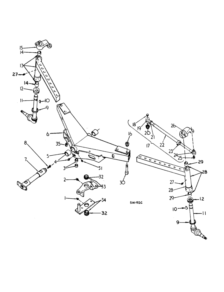 Схема запчастей Case IH 385 - (14-04) - SUSPENSION, ADJUSTABLE FRONT AXLE, SWEPT BACK, 48 TO 80 INCH TREAD Suspension