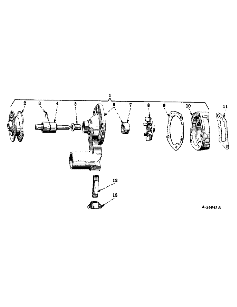 Схема запчастей Case IH 240 - (028) - ENGINE, WATER PUMP, C-123, 501 TO 65000 (01) - ENGINE