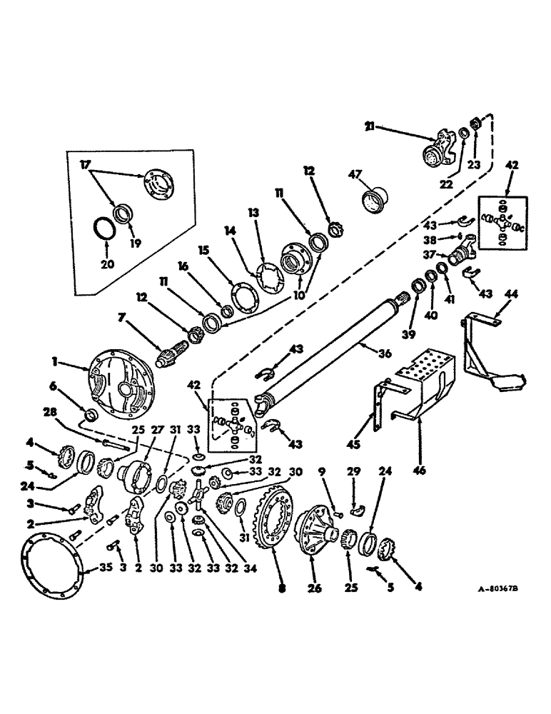 Схема запчастей Case IH 986 - (07-45) - DRIVE TRAIN, FRONT AXLE DIFFERENTIAL AND DRIVE SHAFT, TRACTORS WITH ALL WHEEL DRIVE (04) - Drive Train