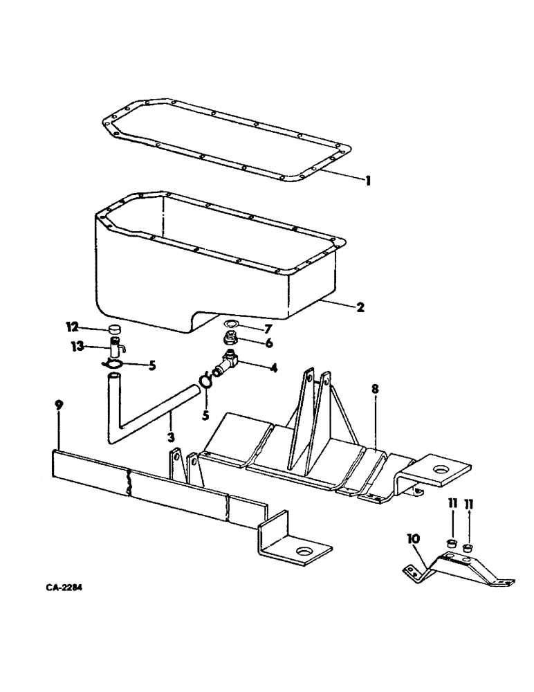 Схема запчастей Case IH 915 - (12-09) - POWER, CRANKCASE OIL PAN, GASKET, OIL DRAIN, GASOLINE ENGINE & ENGINE MOUNTINGS, S/N 19000 AND BELOW Power