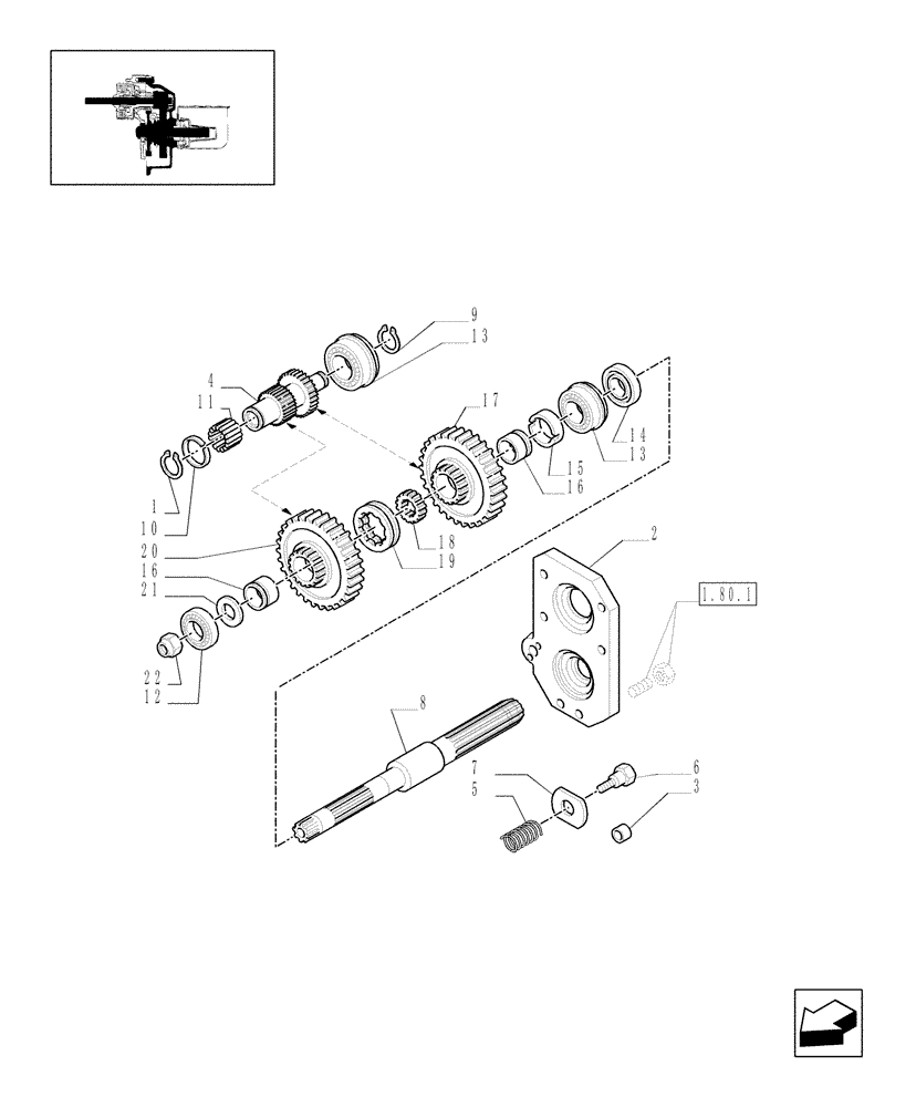 Схема запчастей Case IH JX1070N - (1.80.1/06[01]) - (VAR.818) SYNCHRO MESH GEARED POWER TAKE-OFF (540-540E) - SHAFTS AND GEARS (07) - HYDRAULIC SYSTEM