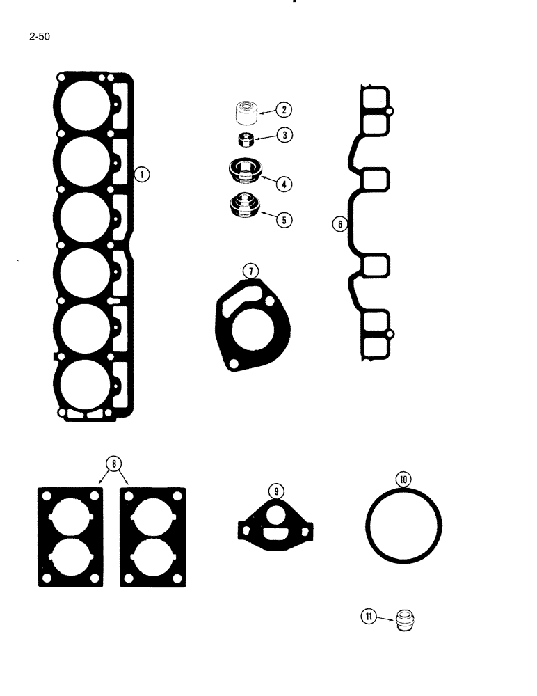 Схема запчастей Case IH 5000 - (2-50) - GASKET KIT, C-258 GAS ENGINE P.I.N. 9001 - 10008, C-258 GAS ENGINE P.I.N. 372001 & AFT., VALVE GRIND (02) - ENGINE