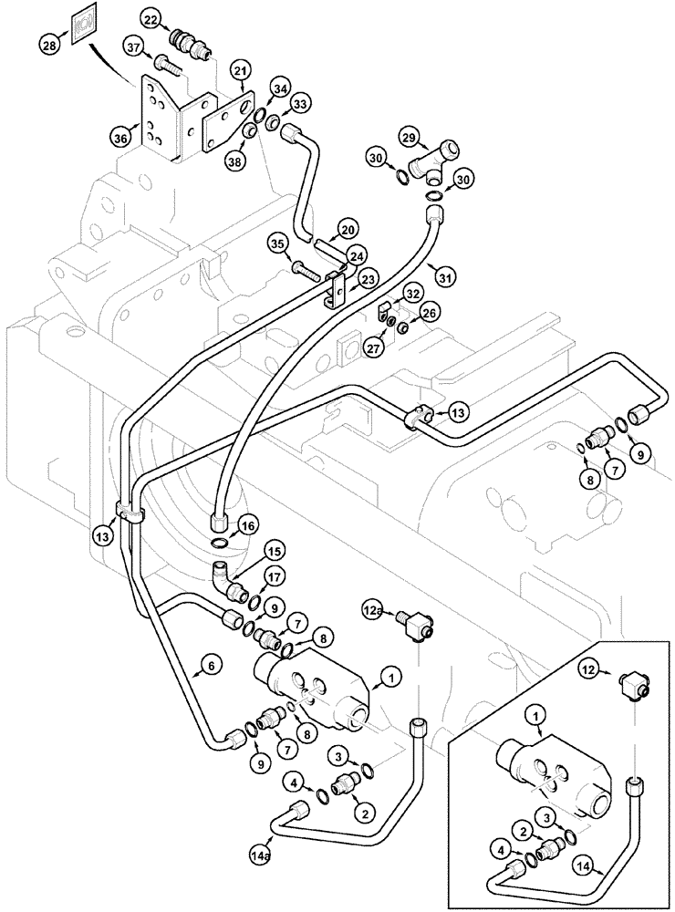 Схема запчастей Case IH MX80C - (07-06) - HYDRAULIC TRAILER BRAKE CIRCUIT, EUROPE ONLY (07) - BRAKES