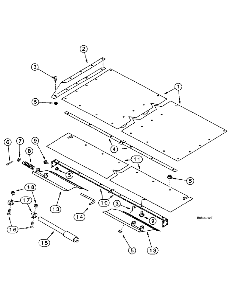 Схема запчастей Case IH 2188 - (9D-18) - TAILINGS AUGER TROUGH PANEL AND GATE, MODELS WITH STRAW SPREADER (16) - GRAIN ELEVATORS & AUGERS