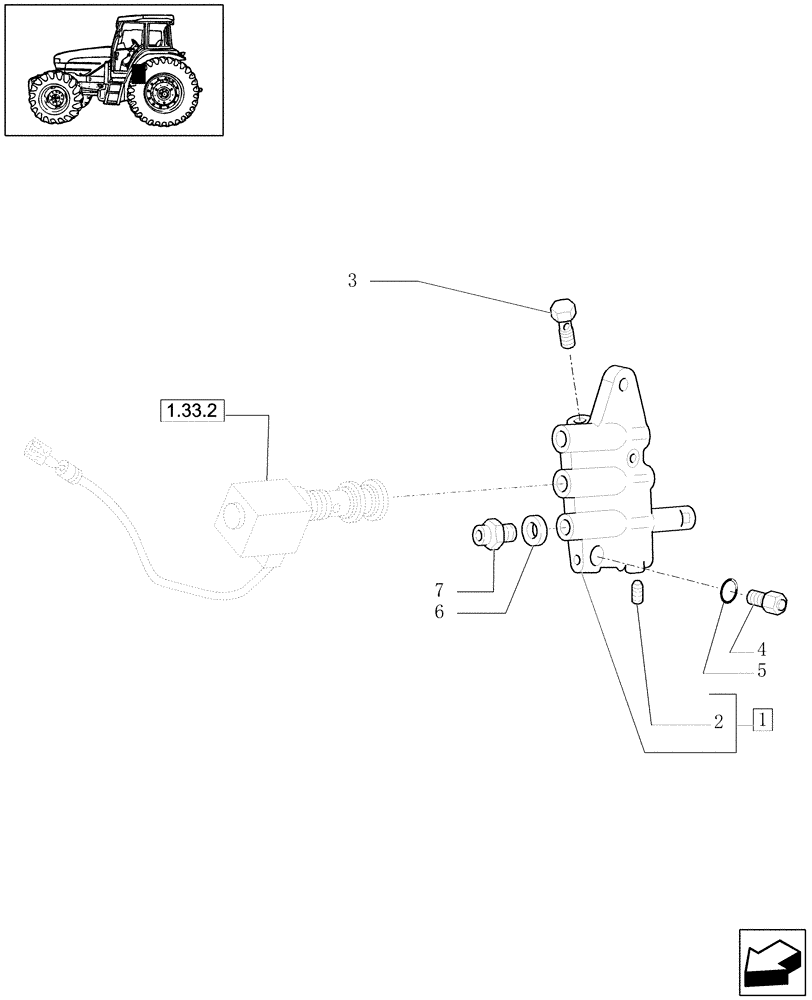 Схема запчастей Case IH JX1070U - (1.33.2/04) - (VAR.271-272-274-276-296) (HI-LO) AND SYNCHRON. REVERSING GEAR - 30-40 KM/H - CONTROL VALVE (04) - FRONT AXLE & STEERING