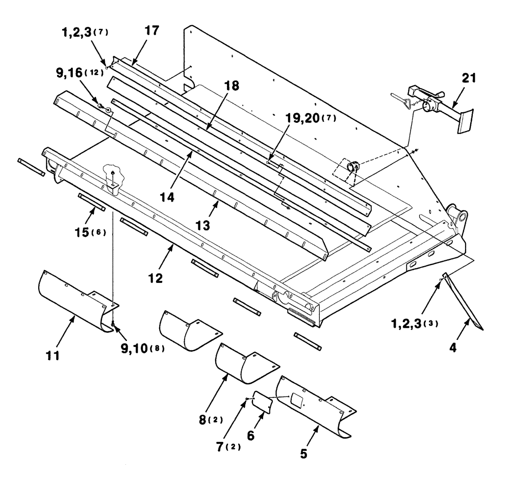 Схема запчастей Case IH 8880 - (7-06) - CONVEYOR SHIELDS ASSEMBLY (FRONT) (58) - ATTACHMENTS/HEADERS